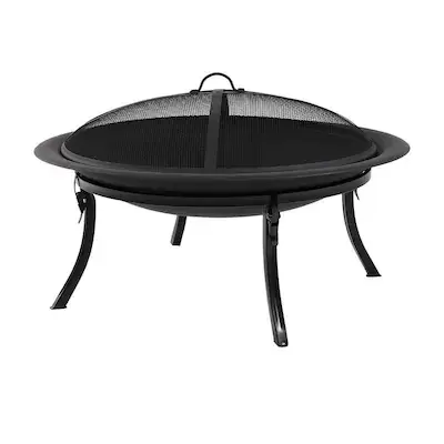 Sunnydaze Decor 29-in W Black Steel Wood-Burning Fire Pit