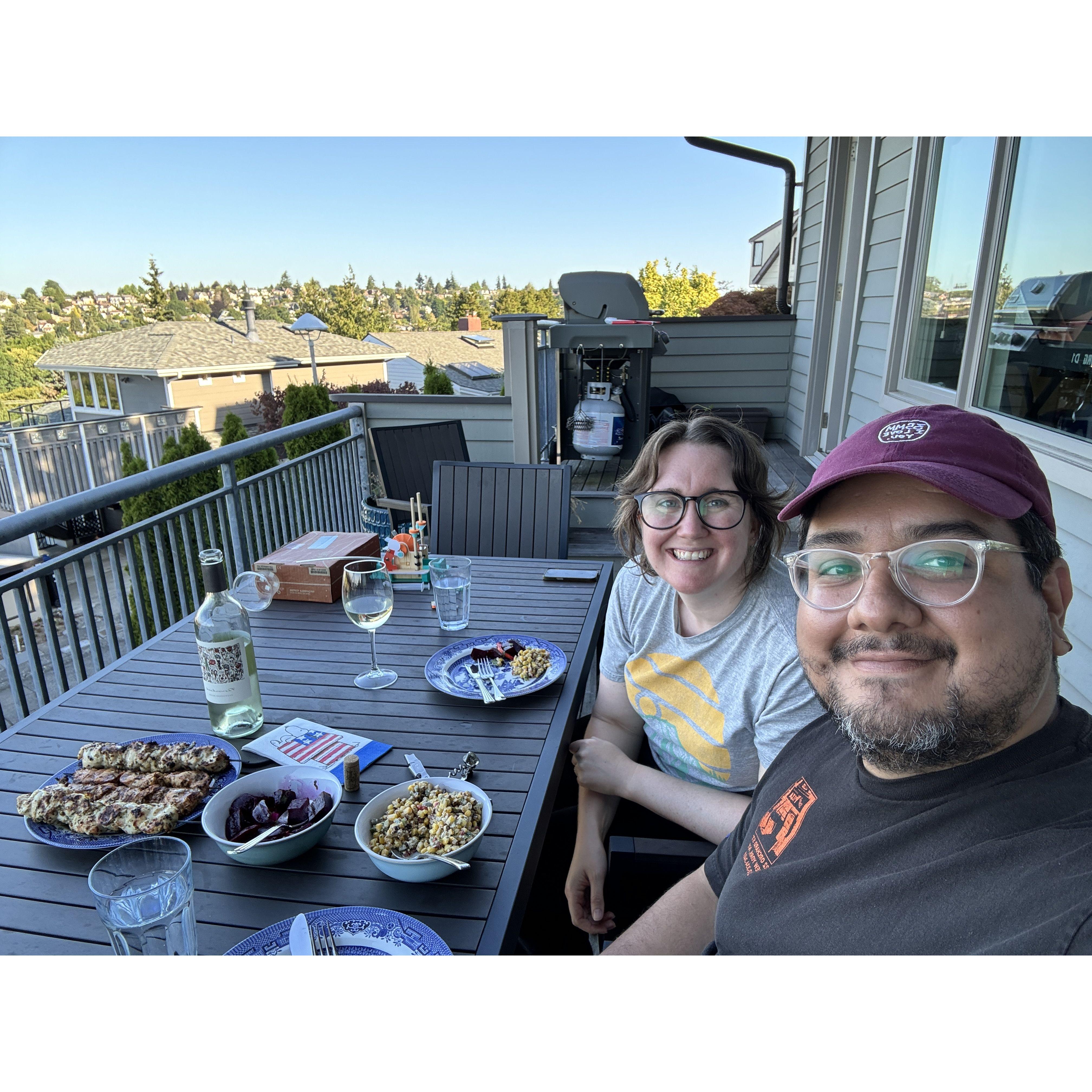 Dinner at Kathryn and Lukes, while Sinead was housesitting.
