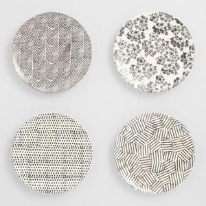 Charcoal and Ivory Alvaro Salad Plates Set of 4