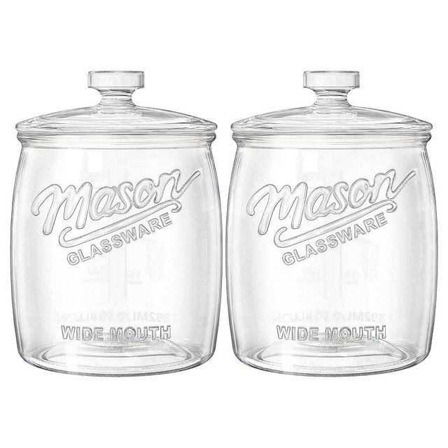 Dwbligt 2 Pack Cookie Jar, Half Gallon Glass Jar with Airtight Lids for Cookies, Candy, Flour, Dog Treats, Coffee, Laundry Room Storage & Pantry, Wide Mouth Mason Jar for Sourdough Starter
