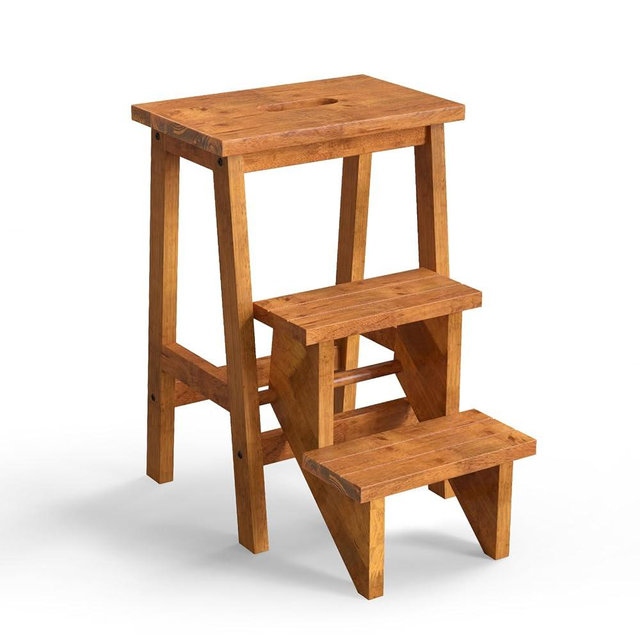 Costzon Folding 3 Step Stool, 3 in 1 Wooden Step Ladder with Handle, Non-Slip Pedal, Multifunctional Storage Shelf, Flower Rack for Kitchen, Library, Garage, Foldable Step Stool for Adults Kids