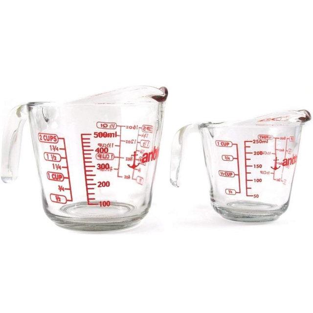 Anchor Hocking 2 Piece Glass Measuring Cup Set 16 oz and 8 oz