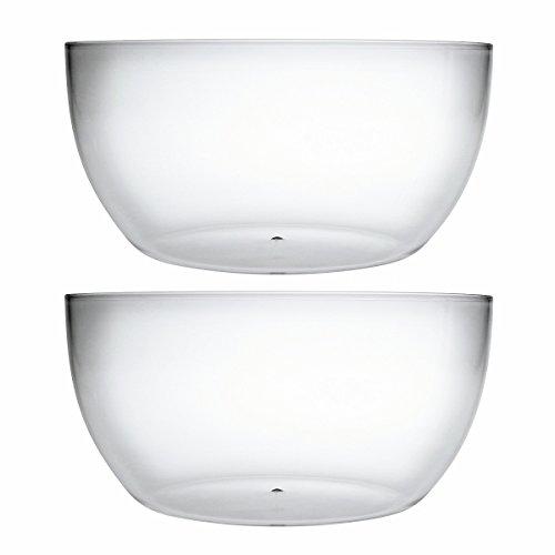 Large Acrylic Mixing And Serving Bowls, Great for Serving Salad, Popcorn, Chips, Dips, Condiments, Break-Resistant Set of 2 Clear 146 oz