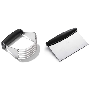 OXO Good Grips Stainless Steel Bladed Dough Blender and Cutter,Null,NULL & Stainless Steel Good Grips Multi-Purpose Scraper & Chopper, 1 Count