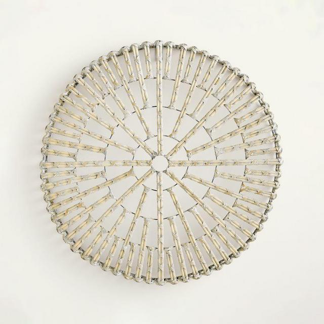 Woven Wheel Wall Art, White Wash, 30"