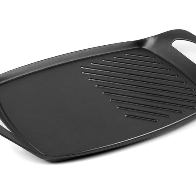Techwood Dual Burner Griddle Pan – Flat & Grill Sides, PFAS-Free 17"X11" Nonstick Griddle Pan for Indoor/Outdoor Cooking, Dishwasher Safe, Use on Stove, Induction Cooktop, Oven, Campfire, or Gas Grill