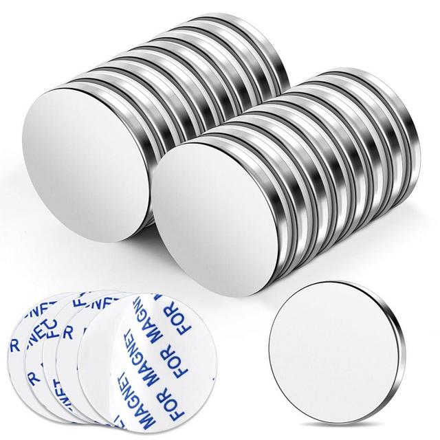 TRYMAG 16 Pack Super Strong Magnets, Heavy Duty Neodymium Magnets Disc Magnets with Adhesive Backing, Powerful Permanent Rare Earth Magnets for Fridge, DIY, Crafts, Board, Scientific - 1.25”D x 0.12”H