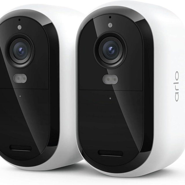 Arlo Essential Security Camera Wireless Outdoor 2K (3rd Gen, 2025 Release) - Battery Power, Person Recognition, Package Detection, Animated Preview, 1-Month Trial of Secure Plan, 2 Cam, White