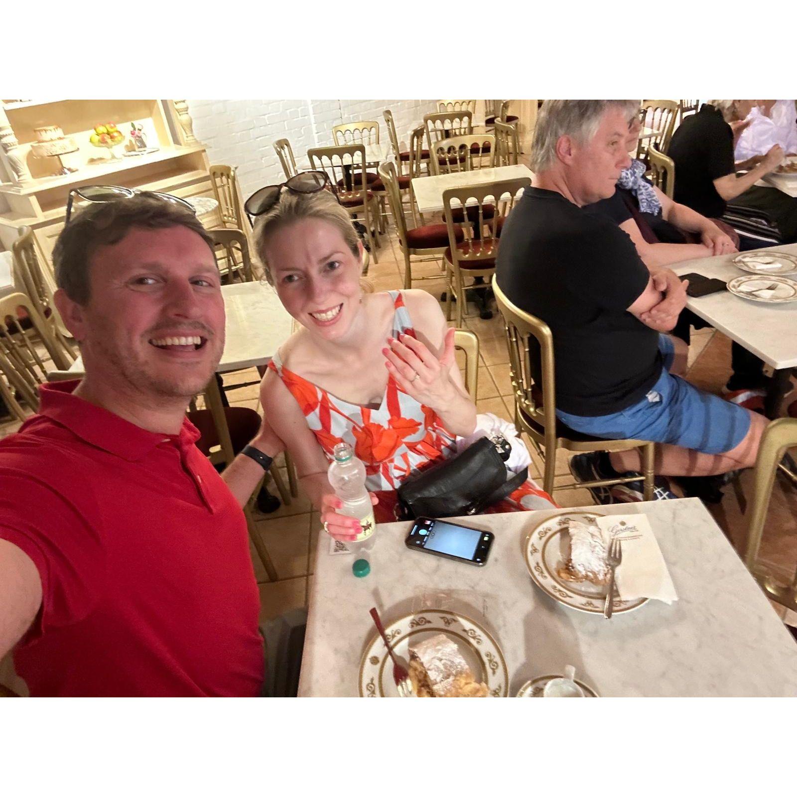 We still managed to make the apple strudel show after Duncan proposed.