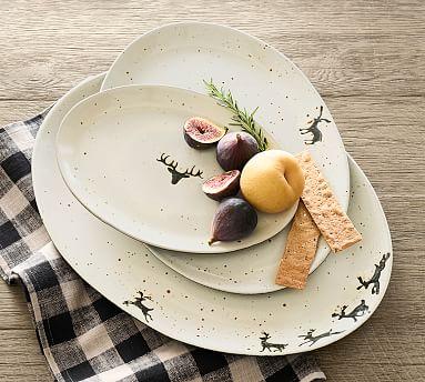 Rustic Reindeer Terra Cotta Serving Platters (set of 3)