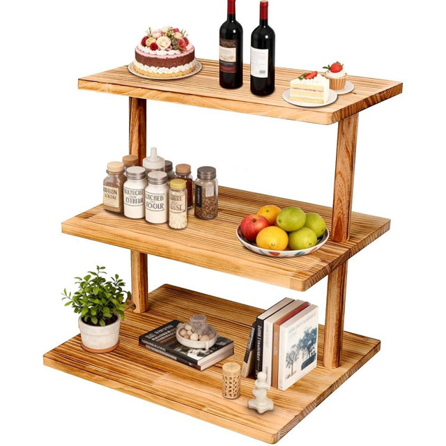 Dovesail Upgraded Countertop Coffee Station Organizer, 3 Tier Wooden Shelf for Coffee Bar Accessories, Condiment Storage Caddy for Kitchen, Display Rack for Cupcake Tea Cups Kitchen Office