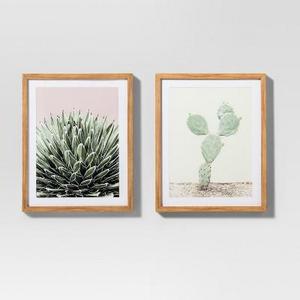 Framed Cactus Wall Print 2pk White/Green 20"x16" - Project 62™