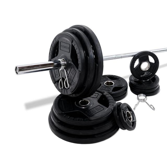 Centr 300 Lb Olympic Set with Bar - Olympic Barbell Weight Set - Weight Plate Set 300 lbs with Olympic Bar - Includes 3 Month Membership for Centr By Chris Hemsworth