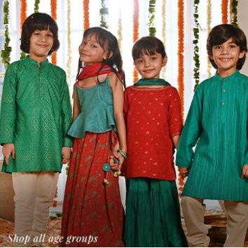 The kiddos are welcome to dress traditional too! This image is from FabIndia.com/Kids