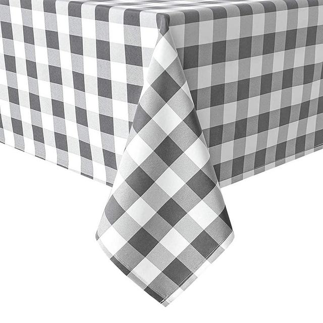 Hiasan Checkered Tablecloth Rectangle - Stain Resistant, Waterproof and Washable Table Cloth Gingham for Outdoor Picnic, Holiday Dinner, 60 x 120 Inch, Grey and White