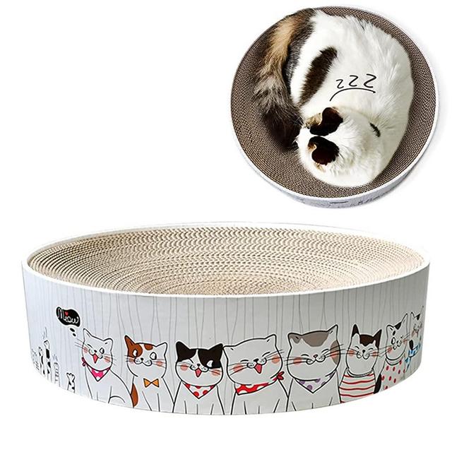 ROMOHOM Extra Large Cardboard Cat Scratcher Bed Adult Cats Scratching Box Scratch Lounge with Catnip