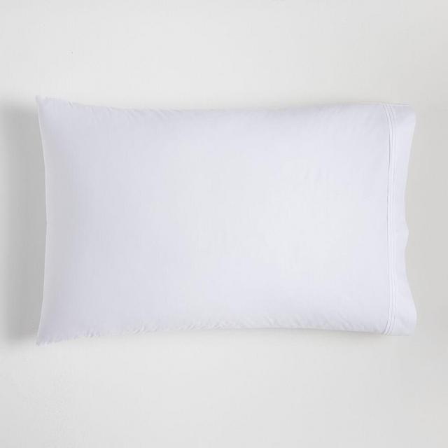 400TC Organic Percale Pleated Edge Sheet Set, King Pillowcase, Set of 2, White