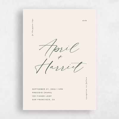 Linen, Beige Wedding Invitation - Gilmore Portrait