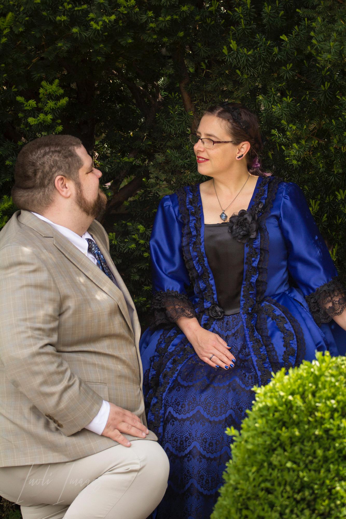 I was making this French ballgown when Jonathan and I met - Sara

Photo credit to Inoli Images
