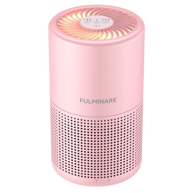 FULMINARE Air Purifiers for Bedroom H13 True HEPA Air Filter, Quiet Air Cleaner With Night Light, Portable Small Air Purifier for Home, Office, Living Room (Pink)