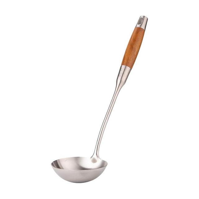 SLWHYZL Soup Ladle, 14.2 Inch Stainless Steel Kitchen Ladles Cooking Spoons with Pear Wood Handle for Soup, Can Hold 4.6 Ounces Liquid