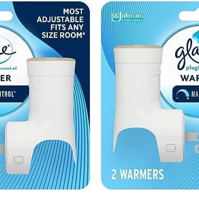 Glade PlugIns Air Freshener Warmer, Scented and Essential Oils for Home and Bathroom, Up to 50 Days on Low Setting, 2 Count (Pack of 2)