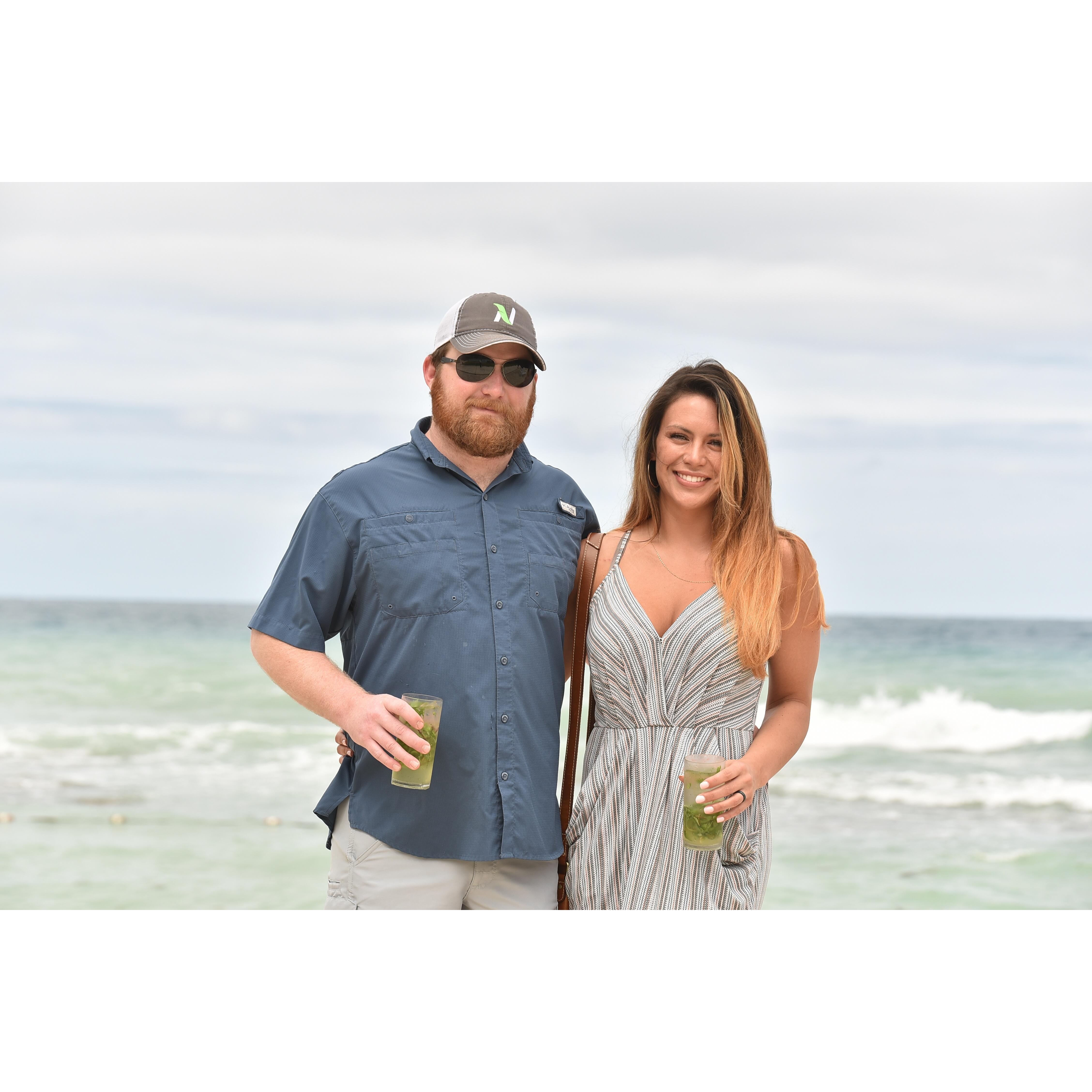 Enjoying mojitos during our first day at the beach in Jamaica!