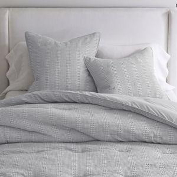 Honeycomb Cotton Comforter - Gray Mist, Full/Queen