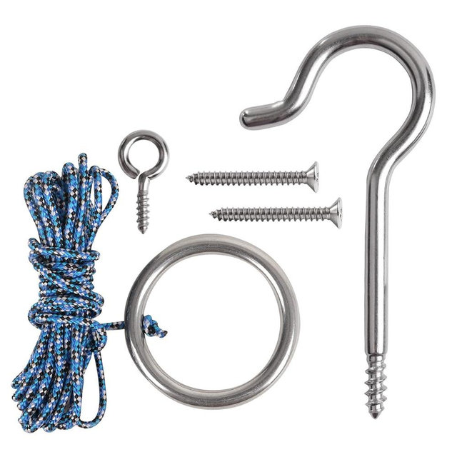 GSE Games & Sports Expert Hook and Ring DIY Kit, Stainless Steel Ring Toss Target Game Set with Nylon String and Accessory for Indoor and Outdoor with Family and Friends