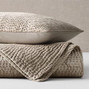 RH Velvet Pick Stitch Quilt - Champagne
