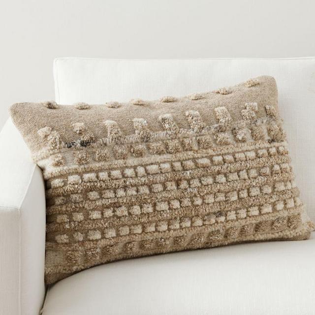 Wynee Textured Lumbar Pillow Cover, 16" x 26", Neutral Multi