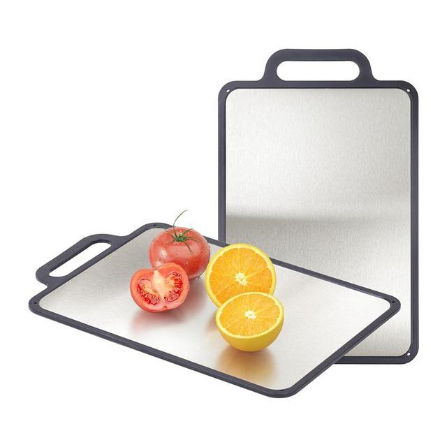 Booche Double Sided Cutting Board,Stainless Steel Cutting Boards for Kitchen,Cutting Board Double Sided 304 Stainless Steel Easy Cleaning for Cooking Kitchen