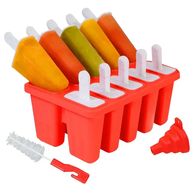 Aoibox Silicone Popsicle Molds with 10 Cavities, DIY Ice Pop Maker for Kids and Adults, BPA Free Mold for Yogurt Juice Smoothies with Sticks