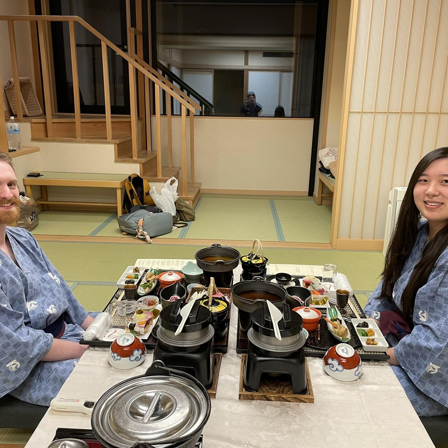 An extravagant seasonal dinner at Kawaguchiko. We got to dip meat in raw egg - it was delicious.