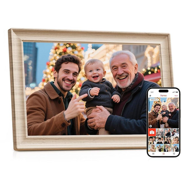 Frameo 10.1 Inch WiFi Digital Picture Frame, 1280x800 HD IPS Touch Screen Photo Frame Electronic, 32GB Storage, Auto-Rotate, Wall Mounted, Share Photos/Videos Instantly from Anywhere - White