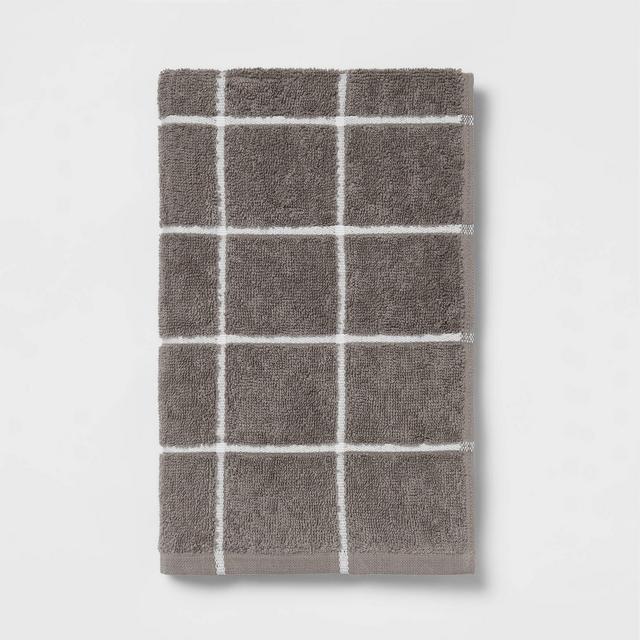 Everyday Grid Hand Towel Dark Gray - Room Essentials™