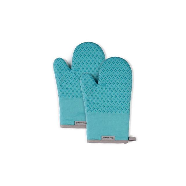 KitchenAid 2pk Cotton Asteroid Oven Mitts, Teal