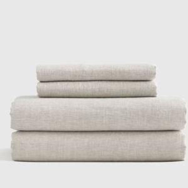 King Size Linen Sheets in Natural Chambray Color