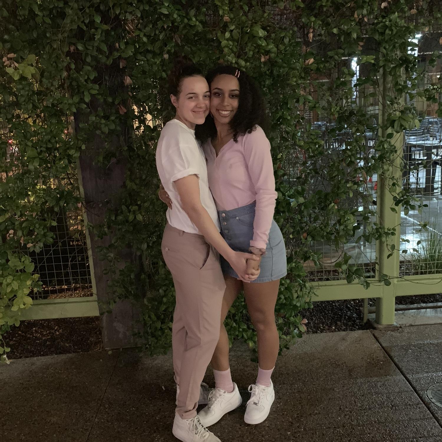 A week after we started dating, our first Valentine’s Day together. We were in front of the dorm we met at (Taylor Place).