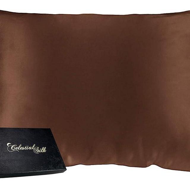 Celestial Silk 100% Silk Pillowcase for Hair Luxury 25 Momme Mulberry Silk, Charmeuse Silk on Both Sides Envelope Closure -Gift Wrapped (Queen, Chocolate)