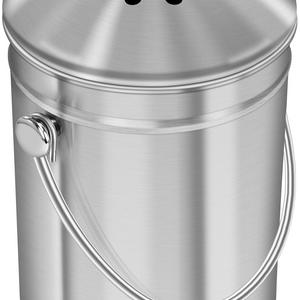 Utopia Kitchen Premium Quality Stainless Steel Compost Bin 1.3 Gallon, Includes Charcoal Filter