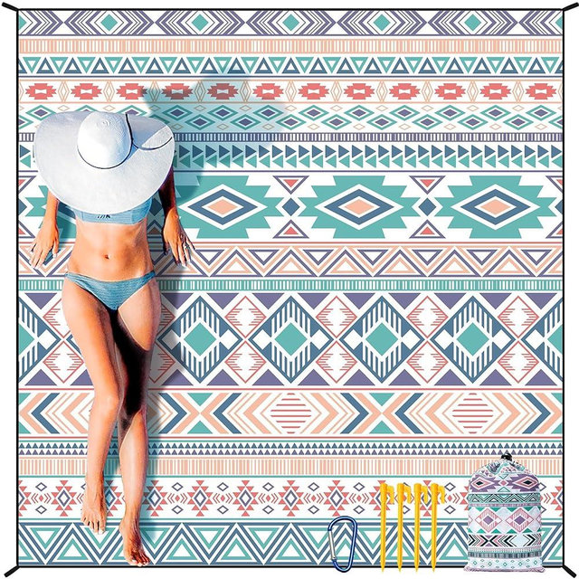 HIHOHO Beach Blanket Waterproof Sandproof Extra Large Beach Mat 79" X 83"/120"x108"for 1-8 Adults Quick Drying Durable Outdoor Picnic Mat for Beach Travel Camping Hiking