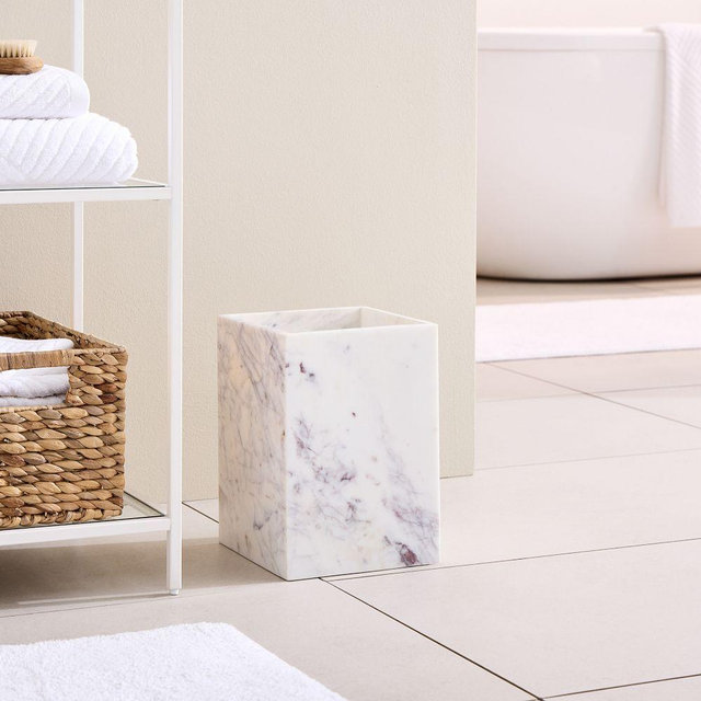 Almalfi Marble Bath Accessories, Waste Bin, White