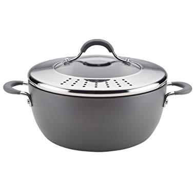 Circulon 83910 Radiance Hard Anodized Nonstick Casserole Dish/Casserole Pan with Lid - 5.5 Quart, Gray