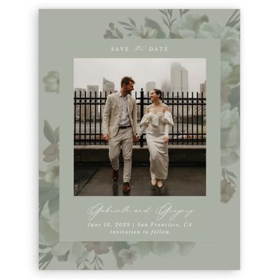 Pale Sage, Green Wedding Digital Save the Date - Canopy Portrait