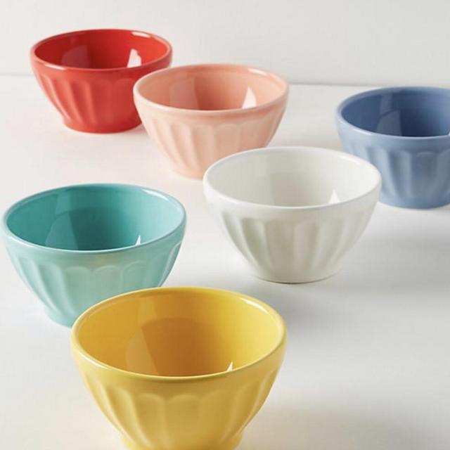 Anthropologie Assorted Latte Bowls, Set of 6