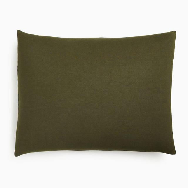 European Flax Linen King Sham, Dark Olive