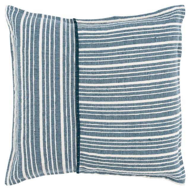 20"x20" Oversize Striped Poly Filled Square Throw Pillow Teal Blue - Rizzy Home