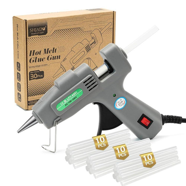 SHJADE Mini Hot Glue Gun Kit with 30 Glue Sticks - Fast Preheating Hot Melt Gun, High Temp for School Crafts DIY Arts and Quick Home Repairs(Grey)