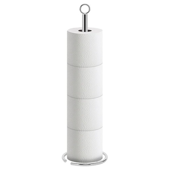 NearMoon Bath Toilet Paper Holder Stand, Freestanding Tissue Paper Storage with Reserve, Space Toilet 4 Rolls Holder for Bathroom/Kitchen Countertop-All Metal (1 Pack, Chrome Finish)